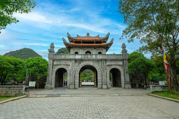 Traditional stone gate of Hoa Lu Ancient Capital in Ninh Binh., Vietnam.