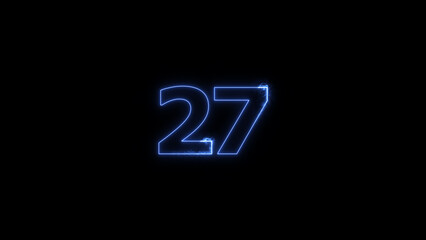 A dynamic Glowing neon text 27 number illustration. Neon business number icon. and creating a stunning illustration. 4k illustration