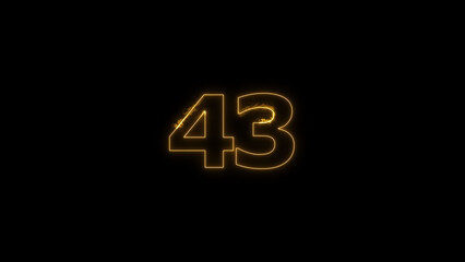 A dynamic Glowing neon text 43 number illustration. Neon business number icon. and creating a stunning illustration. 4k illustration