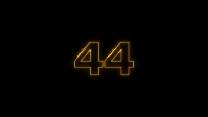 A dynamic Glowing neon text 44 number illustration. Neon business number icon. and creating a stunning illustration. 4k illustration