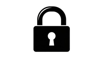 Simple Outline of a Closed Padlock on Black Background isolated on a transparent background