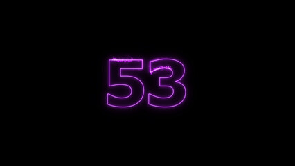 A dynamic Glowing neon text 53 number illustration. Neon business number icon. and creating a stunning illustration. 4k illustration
