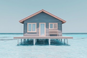 Waterfront wooden house on stilts
