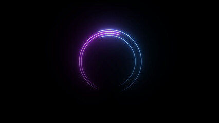 A dynamic circular illustration, and glowing Neon blue circle frame loading icon background retro style illustration . on a black background. and creating a stunning illustration.4k illustration	

