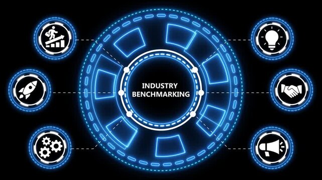 Industry benchmarking infographic showing business concepts and ideas in digital display