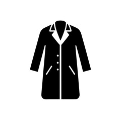 Illustration of a long black formal coat on transparent background silhouette