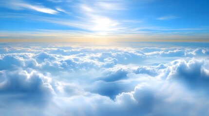 Fototapeta premium Blue sky with clouds from above.