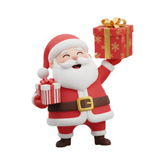 Santa Claus holding gifts in a festive winter cartoon illustration