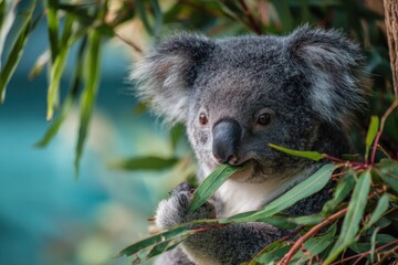 Obraz premium Koala bear on a branch of the tree.