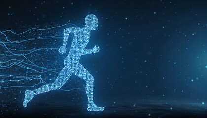 Naklejka premium Digital Human Silhouette Running