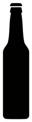 Obraz premium Simple black silhouette illustration of a classic beer bottle with a crown cap