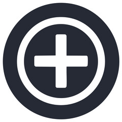Obraz premium Circular add icon with plus sign. Flat vector graphic for UI design and web applications.