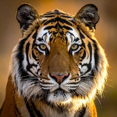 Obraz premium Close-up view of a magnificent tiger's face