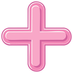 Fototapeta premium Pink cross illustration with shaded layers graphic design element