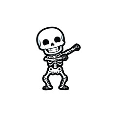 Fototapeta premium Cute halloween cartoon skeleton clip art, a spooky kawaii mascot with mystic humor. This halloween icon and funny ghost sticker is scary cute for any invitation spirit