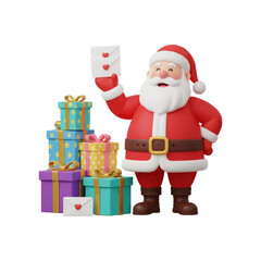 Santa Claus with Gifts and Presents in a Festive Winter Christmas Scene