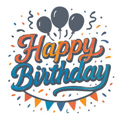 happy birthday text icon vector 