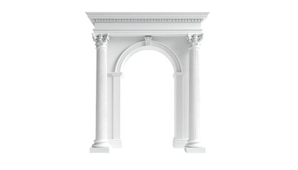 Elegant white architectural structure, classical design, arched doorway with columns