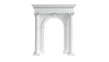 Elegant white architectural structure, classical design, arched doorway with columns