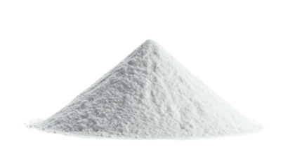 Isolated pile of white powder against a black background, simple and clean