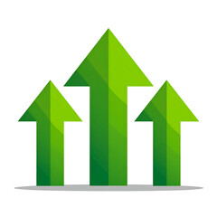 Three upward-pointing green arrows on a black background, suggesting growth and progress