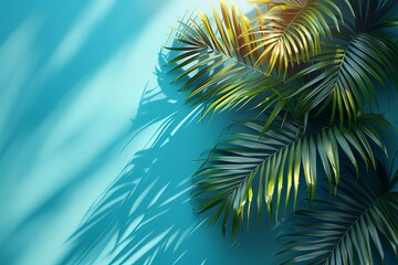 Palm Tree Shadows On Blue Wall