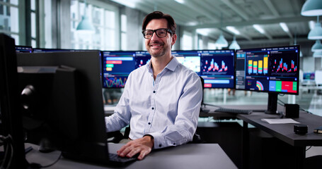 Elderly Businessman Analyzing Financial Growth