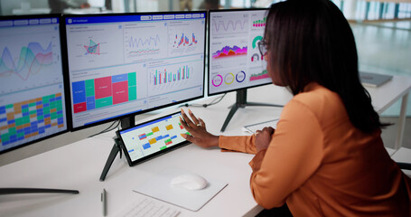 Efficient African-American Woman Using Computer Calendar