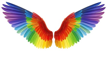 Rainbow Wings - Vibrant and Colorful Angel Wings Illustration.