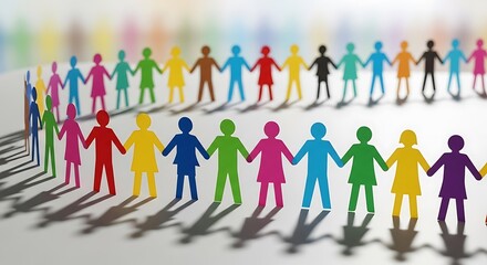 Paper Cutout People Holding Hands - Unity and Diversity.