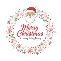 Christmas greeting card with Santa Claus and Christmas tree illustration