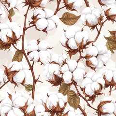 Delicate cotton plant pattern