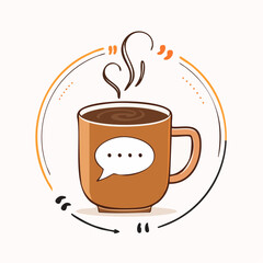 Obraz premium Coffee Cup with Speech Bubble A Conversation Starter.