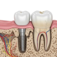 Dental Implant and Natural Tooth Comparison - Structure and Function.