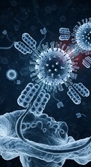 Microscopic View of Virus Infection and Immune Response.