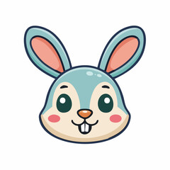 Fototapeta premium Cute cartoon bunny rabbit face illustration.