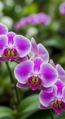 Close-up of Vibrant Purple Orchid Blossoms in Natural Light.