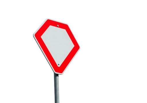 Regulatory Road Stop Sign with Red Border Pole  Traffic Safety Warning