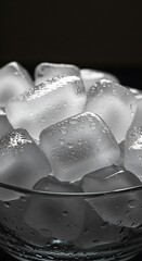 Icy Refreshment - Close-Up of Ice Cubes in a Glass.