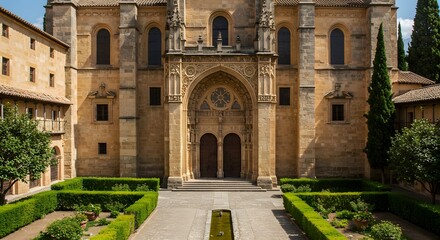 Naklejka premium Ancient monastery facade courtyard