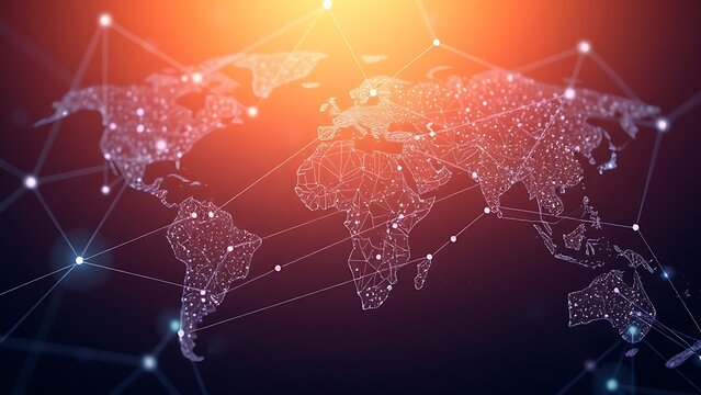 Abstract global business network with soft gradient lighting, representing professional connectivity.
