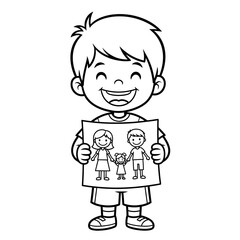 Child Showing Family Drawing Coloring Page for Kids Pride and Connection