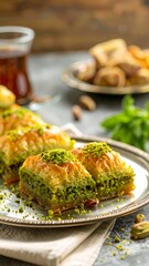 Delicious baklava on a plate