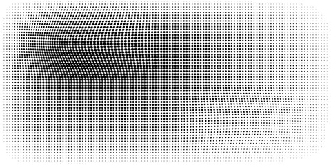 Modern dotted vector  illustration. Gradient halftone dots pattern texture background. Abstract curves. Points backdrop. Grungy spotted pattern. Monochrome template for web design, covers, banners