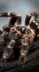 Striking Portrait of a Striped Knee Tarantula.