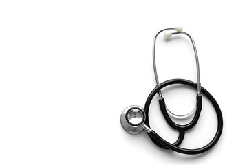 Stethoscope on White Background - Medical Tool for Diagnosis and Healthcare.