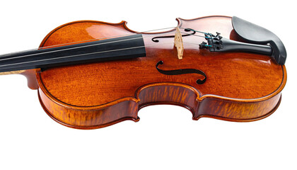 Fototapeta premium Close-up of a wooden stringed musical instrument, with detailed curves and f-holes