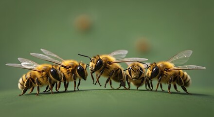 Honeybee Gathering - A Close-Up of Bees in Focused Interaction.