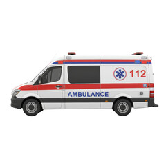Emergency vehicle 3D rendering showcasing urgent care transport isolated on transparent setting