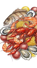 Seafood Boil Feast - A Colorful Culinary Delight with Fresh Ingredients.